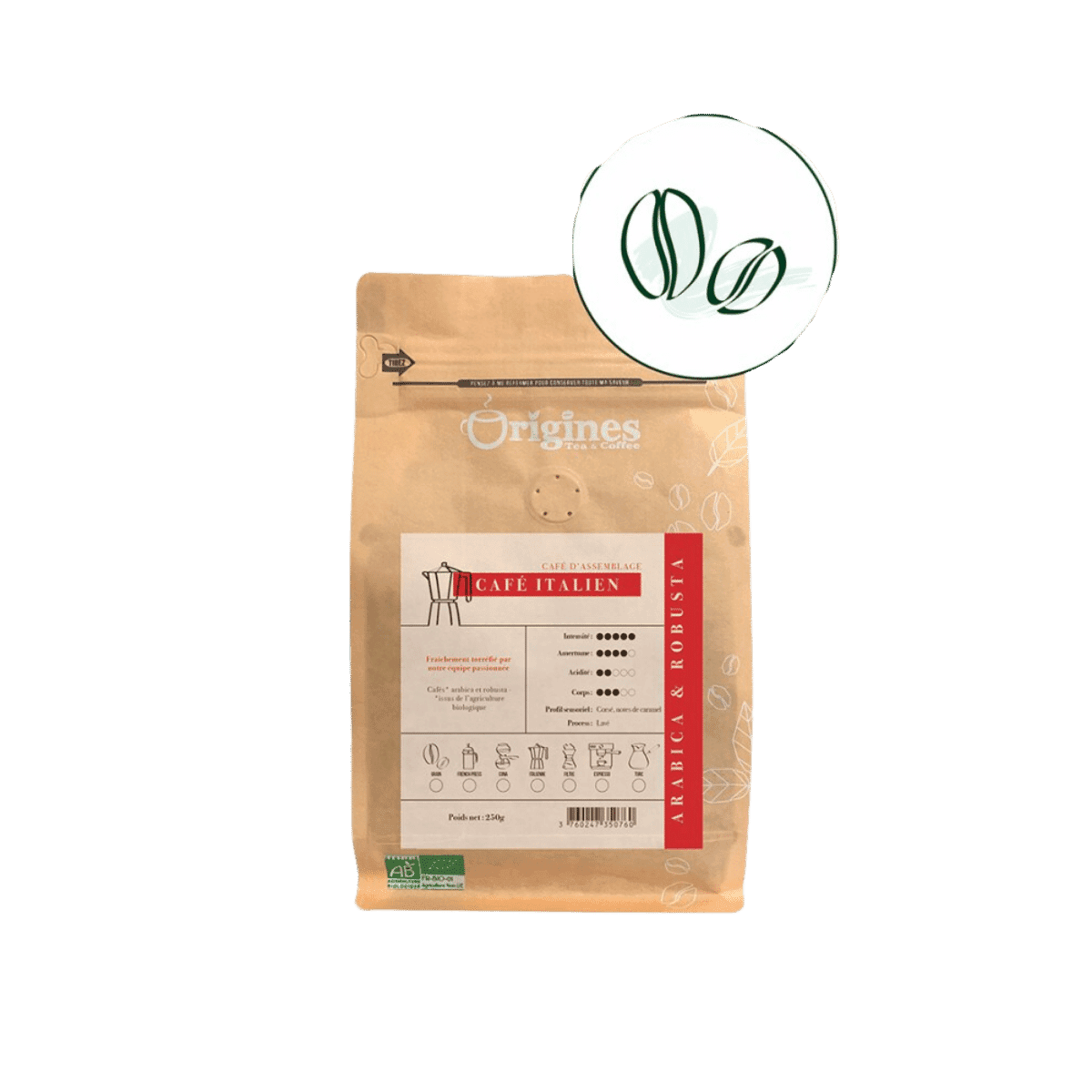 Biologische Italiaanse koffie - Boon 250g