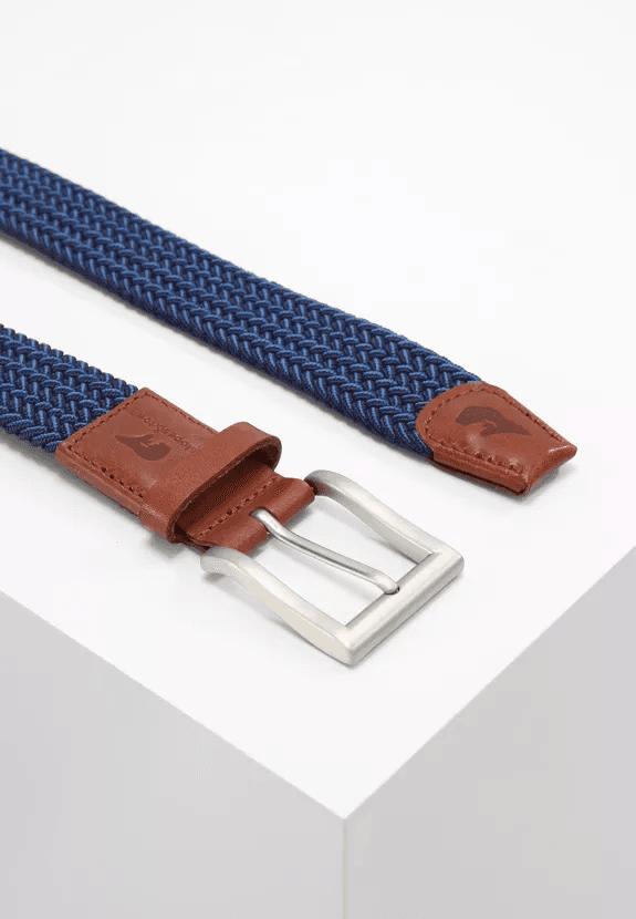 Gerecycleerde geweven riem in marineblauw en lichtblauw van Tommy 105 cm.