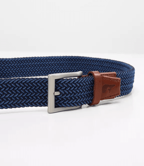 Gerecycleerde geweven riem in marineblauw en lichtblauw van Tommy 105 cm.