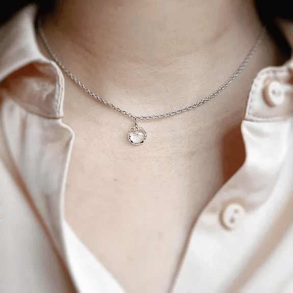 Choker halsketting LA MUSE Zilver & Witte