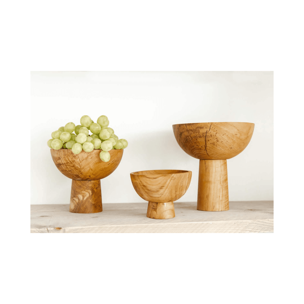 Teakhouten schaal op voet - Klein - BOWL ON FOOT RECLAIMED - S