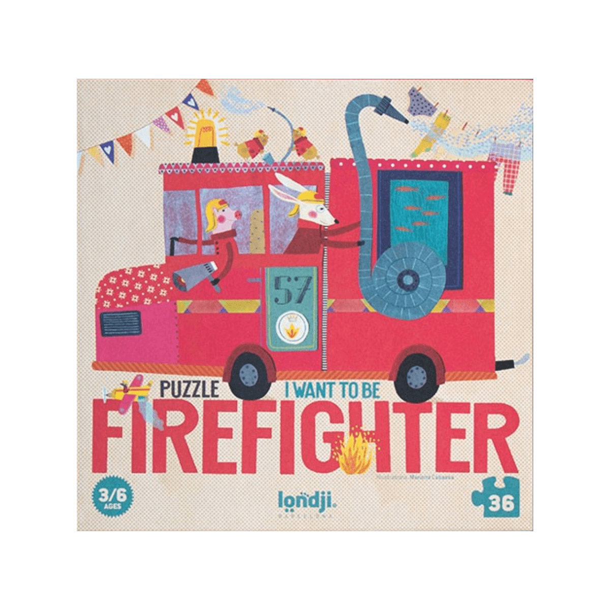 36-delige puzzel - 3 - 6 jaar - I WANT TO BE FIREFIGHTER PUZZLE