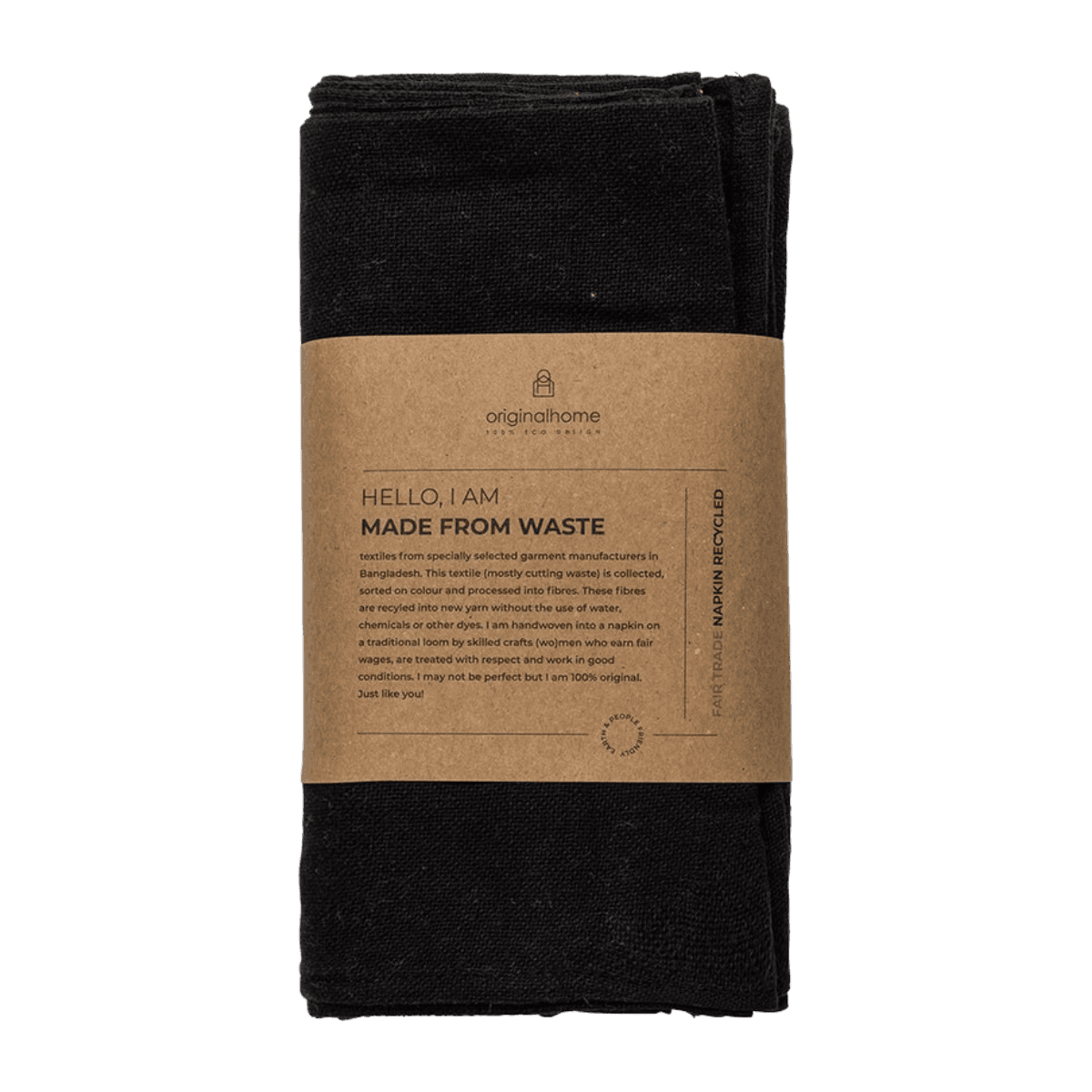 Servetten x 4 - Zwart - NAPKIN RECYCLED - BLACK S/4