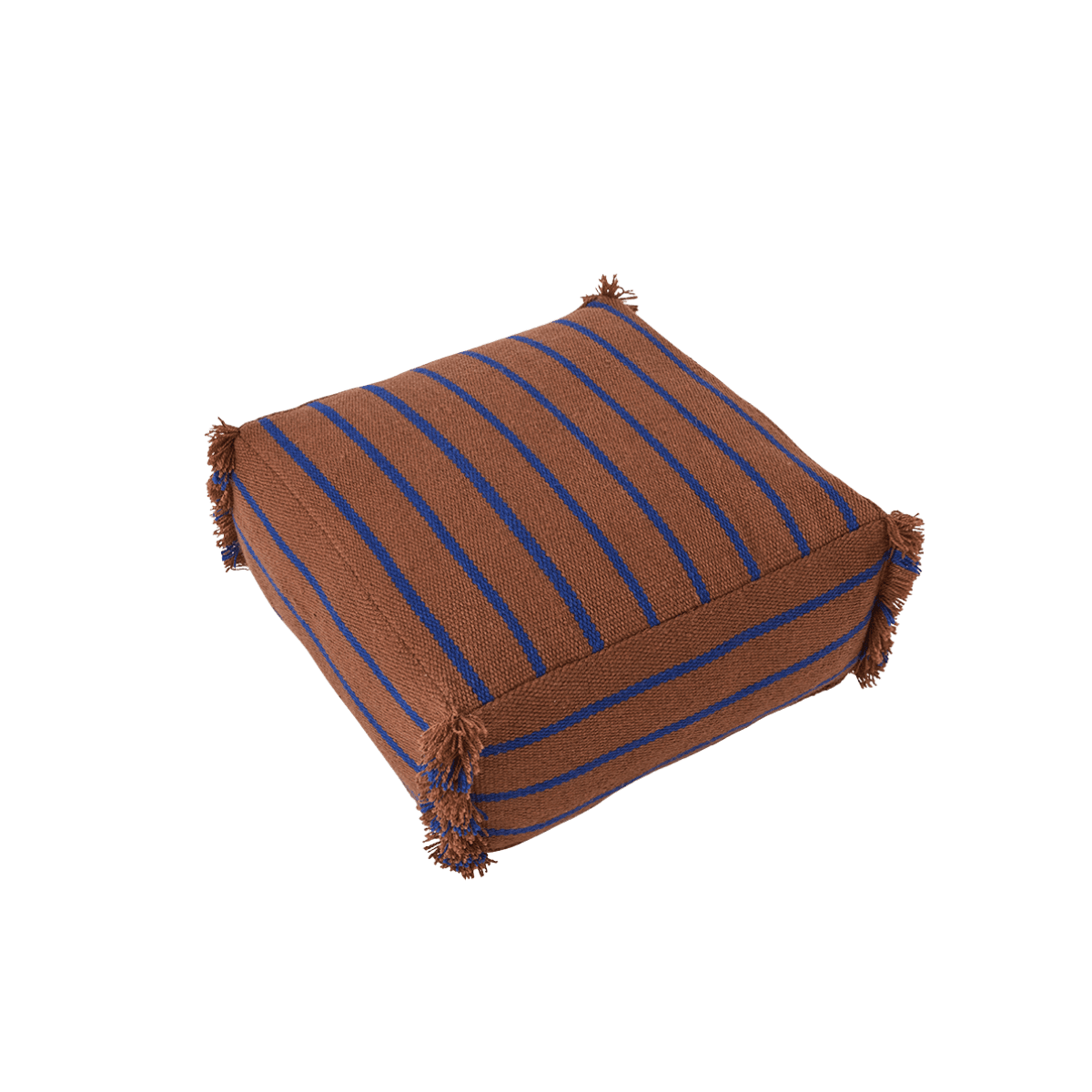Poef Lina - Caramel en blauw