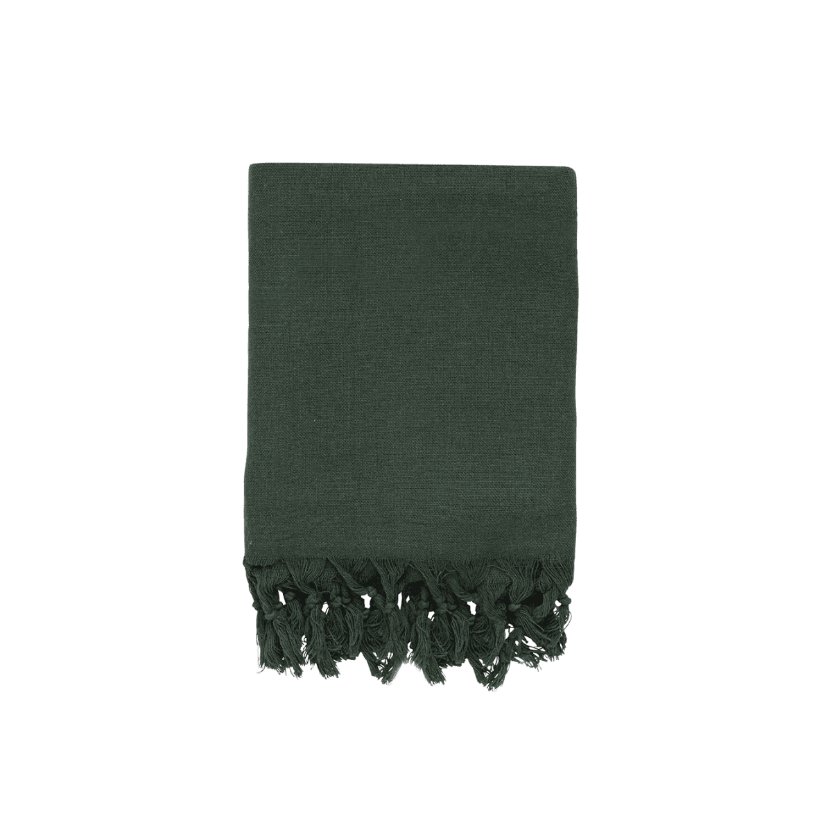 Kussen met franjes - Bosgroen - CLOTH RECYCLED - FOREST