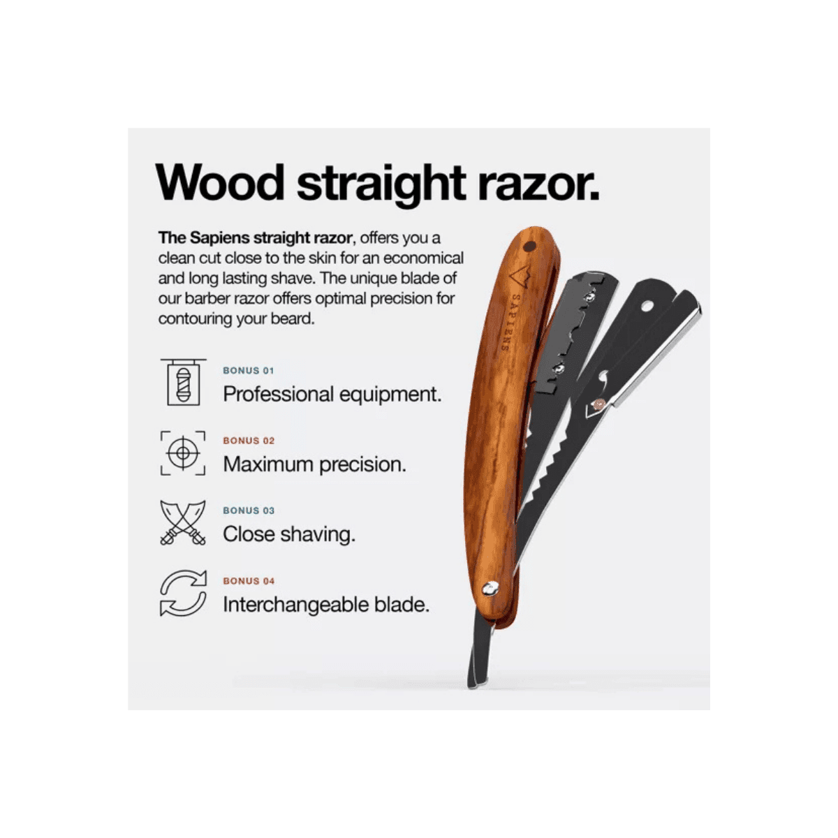 Recht scheermes - Wood Edition