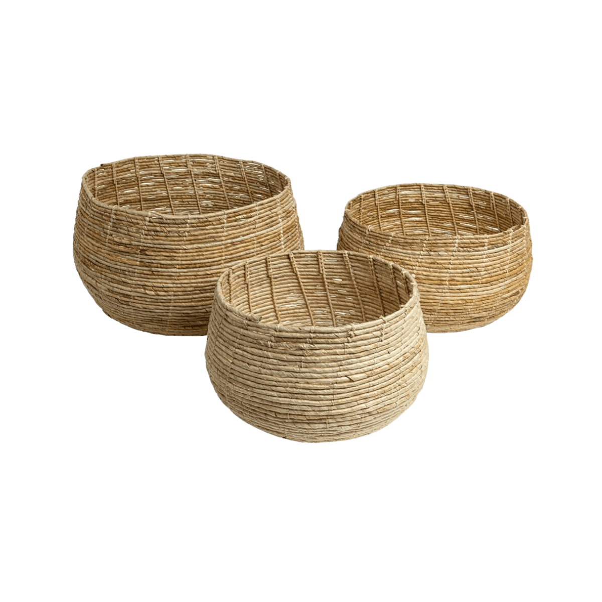 Set van 3 Abaca manden - Helder - ABACA FLOOR BASKET NATURAL