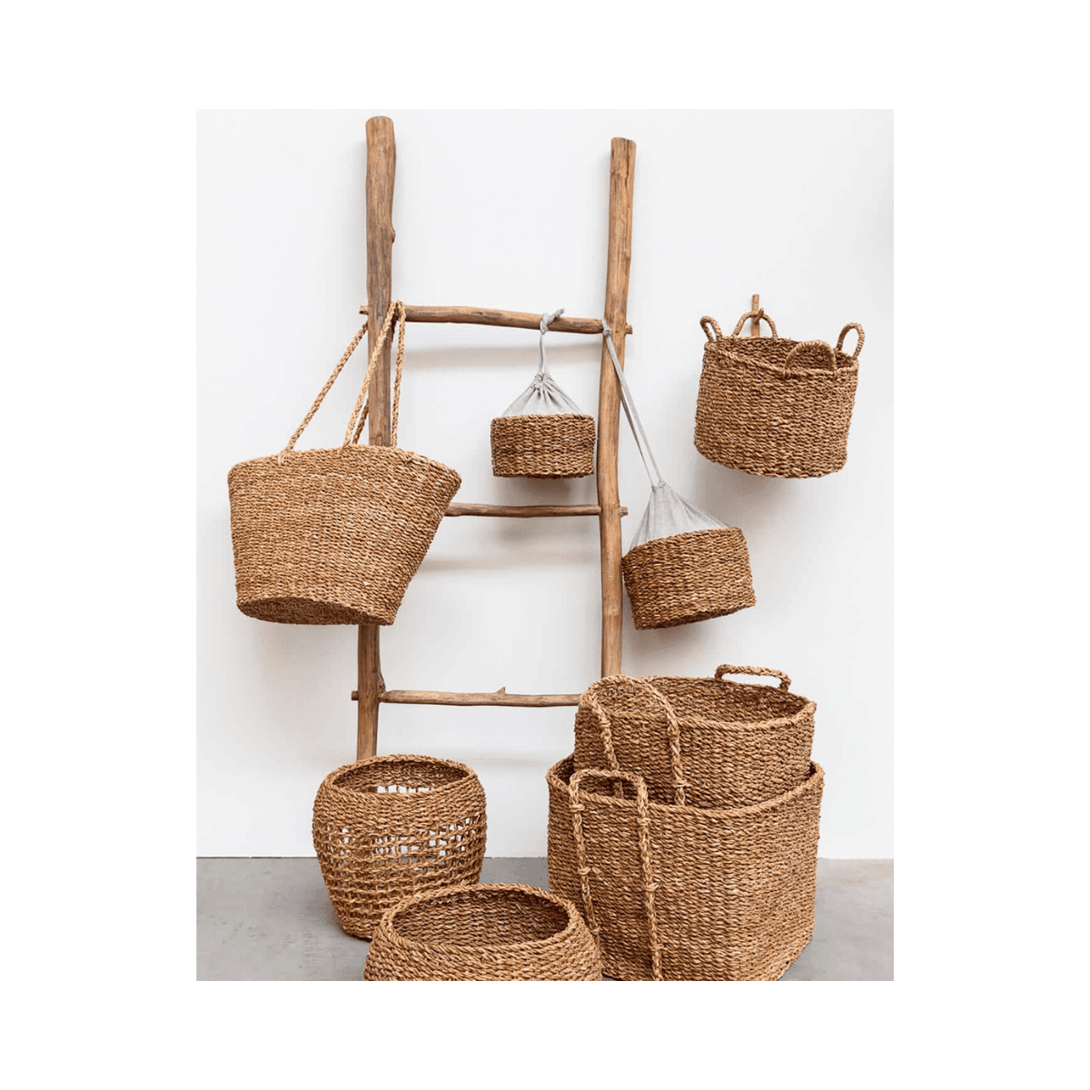 Set van 3 hogla manden - Donkerbruin - ORGANIC SHAPE BASKET S/3