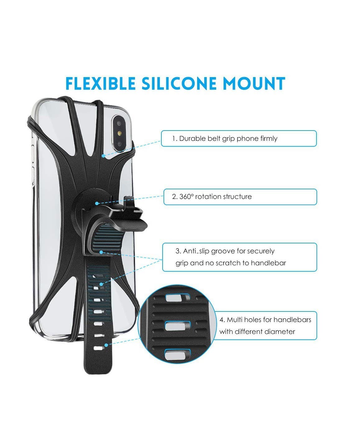 Telefoonhouder voor scooter/fiets/motor - Rotatie tot 360°