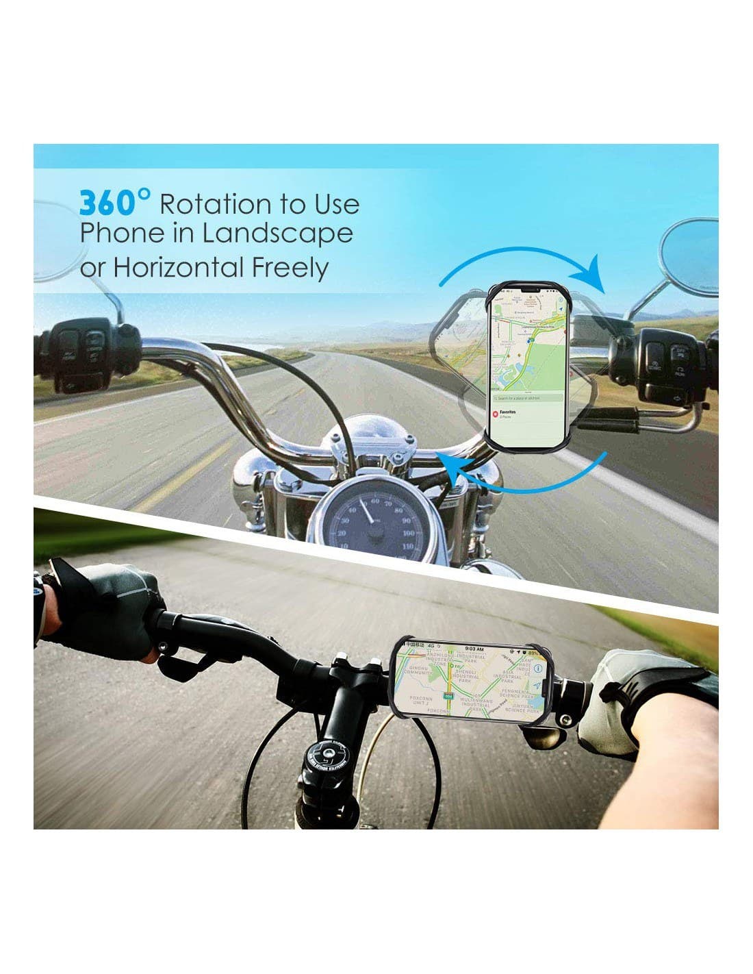 Telefoonhouder voor scooter/fiets/motor - Rotatie tot 360°