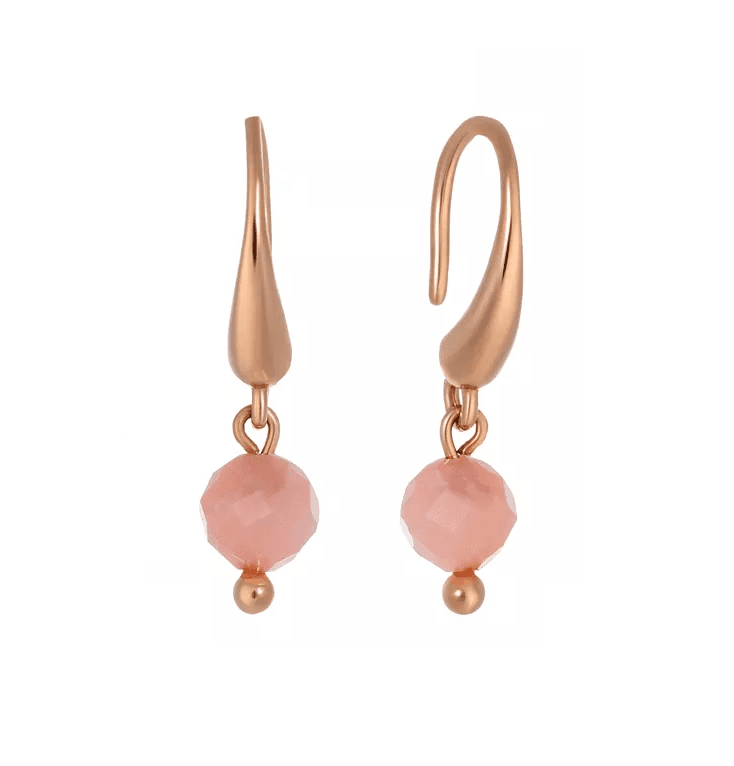 Oorbellen met natuursteen IMPRESSION Doré & Opale Rose
