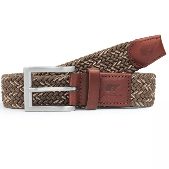 Elastische geweven riem in koel bruin en beige, model Lucas 105 cm