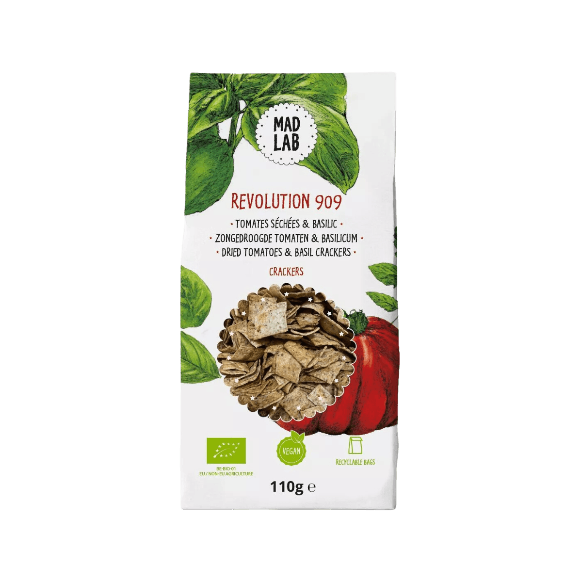 Biologische tomaat en basilicum crackers - REVOLUTION 909