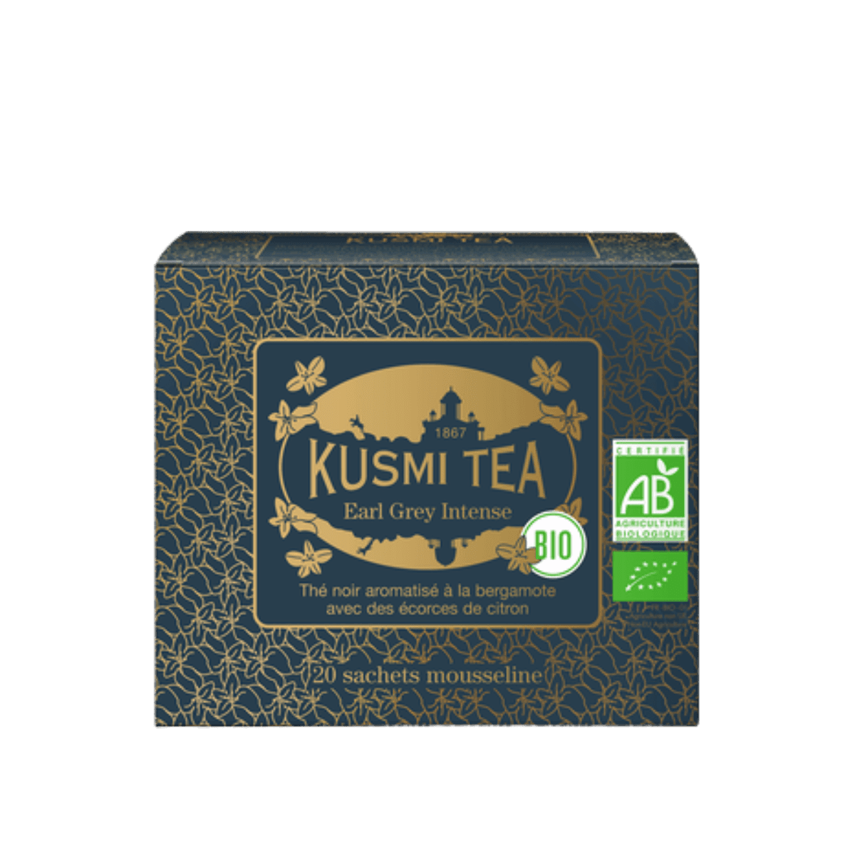 Biologische zwarte thee bergamot - Earl Grey Intense - Doos van 20 mousseline zakjes - 40gr