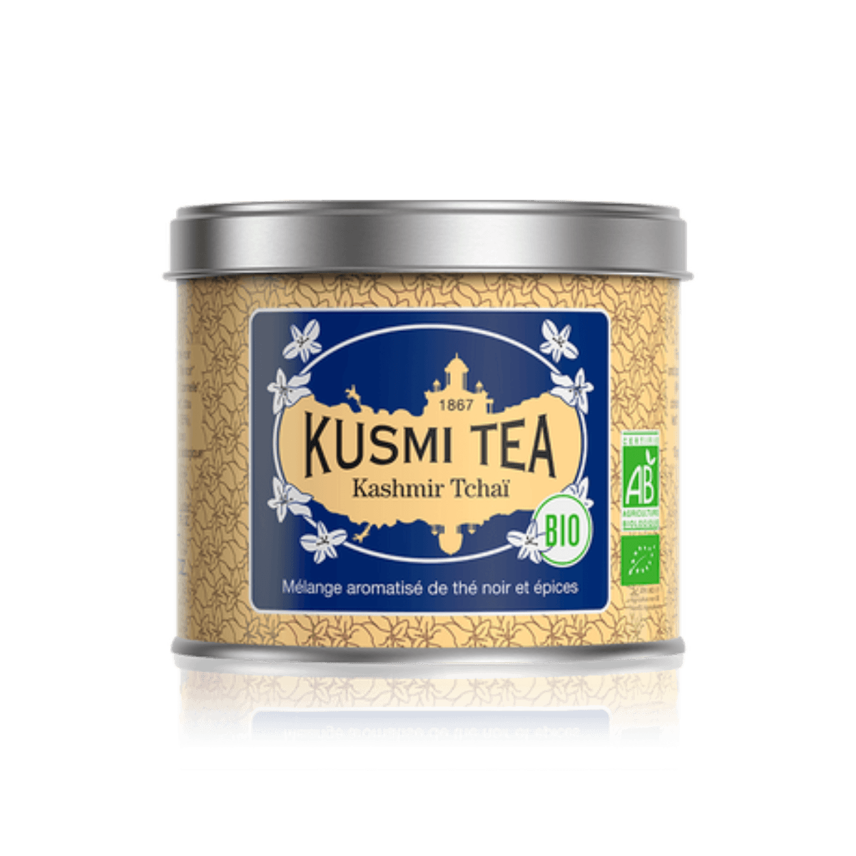 Biologische zwarte thee met Chaï-kruiden - Kashmir Tchaï - Metalen doosje 100gr