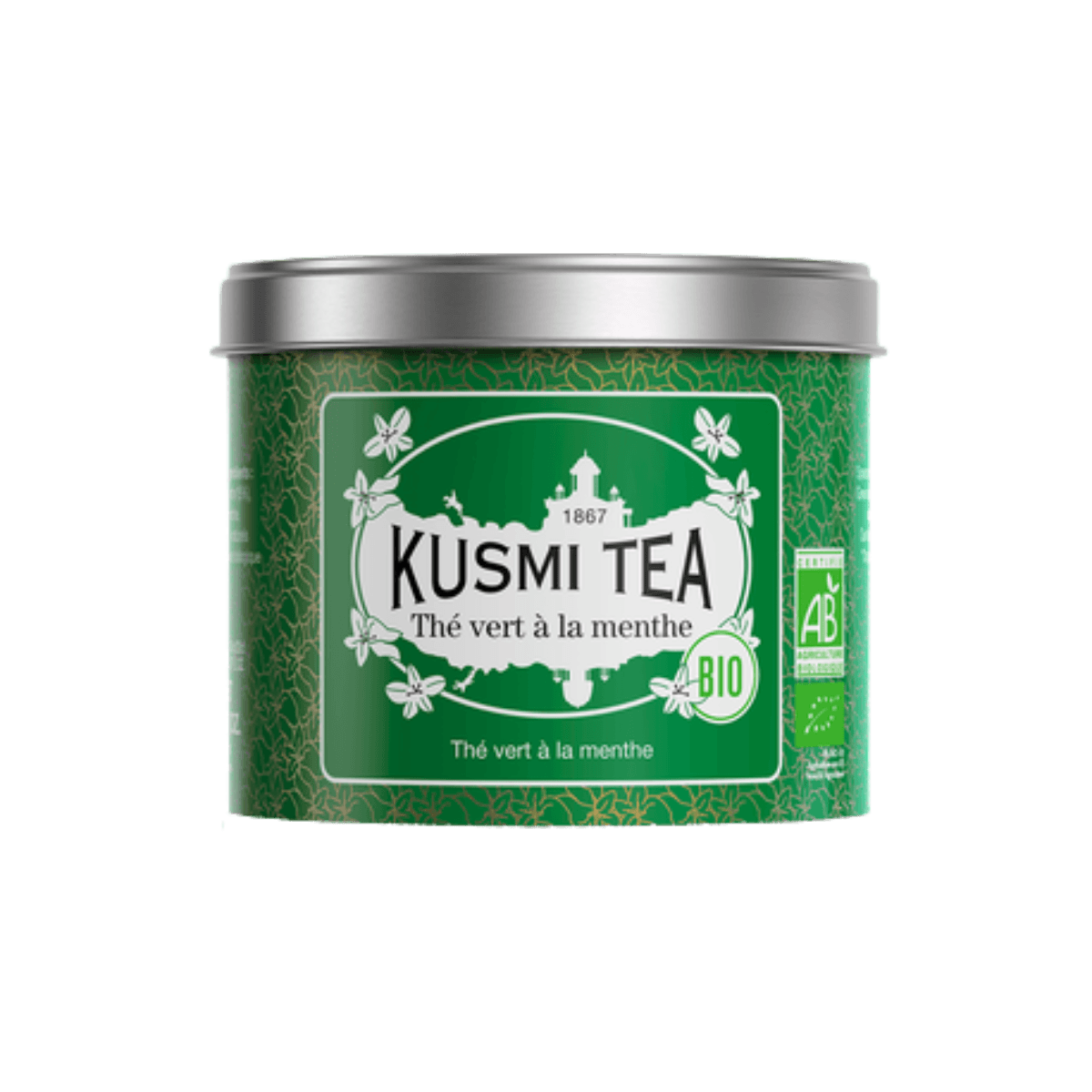 Biologische groene thee met munt - Metalen doosje - 100gr