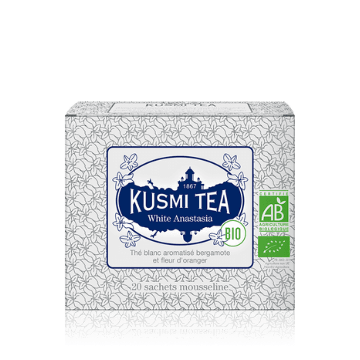 Biologische witte thee bergamot sinaasappelbloesem - Witte Anastasia - Doos van 20 mousseline zakjes - 40gr