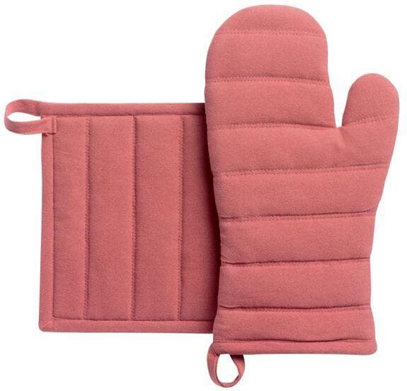 Gerecyclede ovenwanten/zakdoeken set Jona Bois de rose 15 x 30 cm