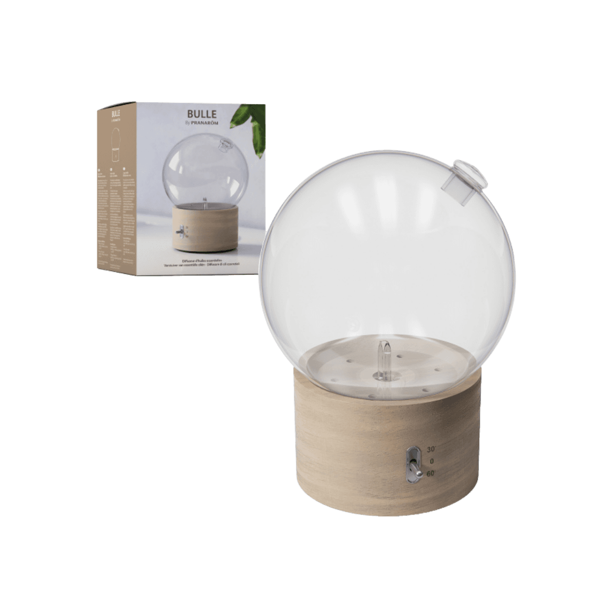 Diffuser etherische oliën - Glazen bubbel met hout