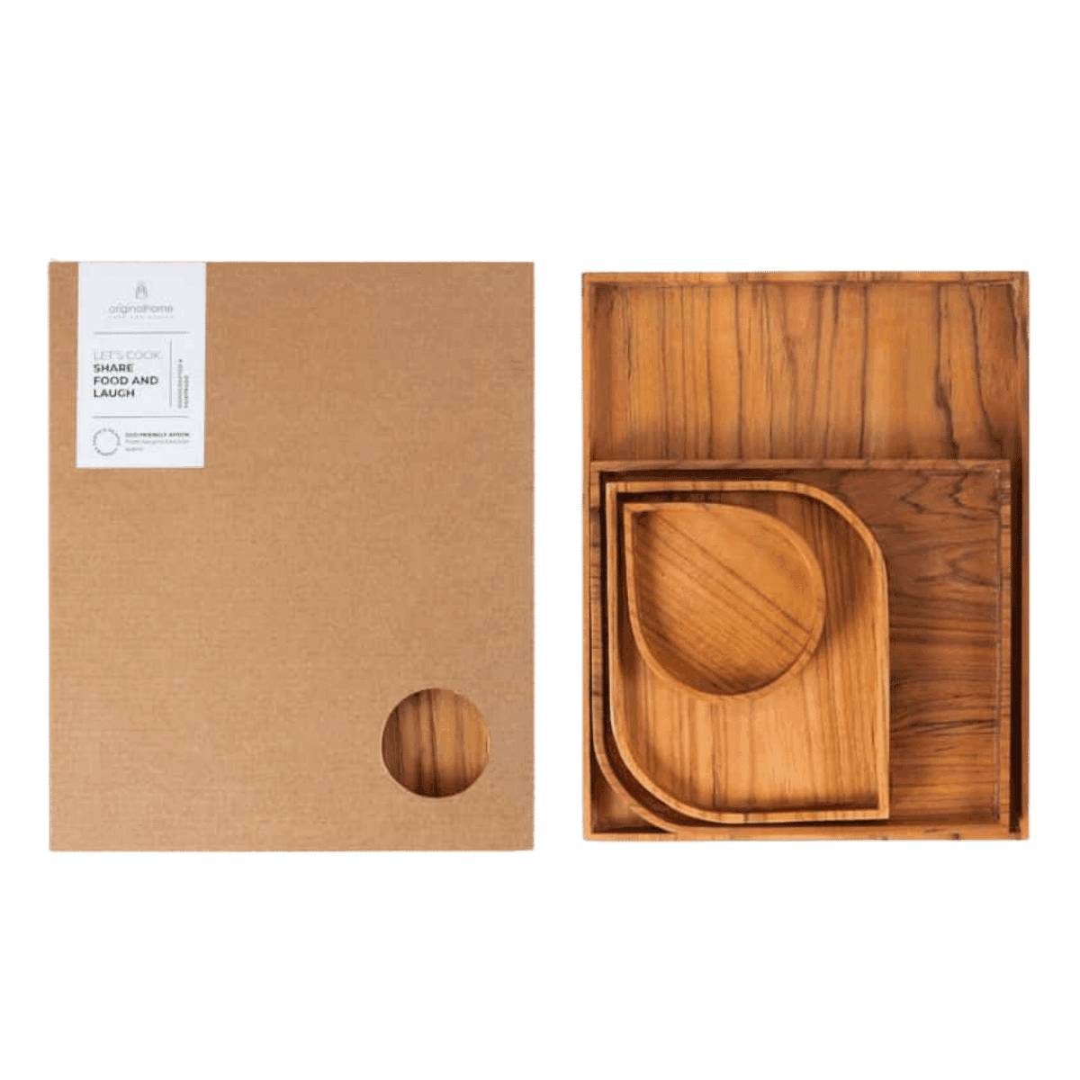 Set van 4 serveerplanken - Wooden Serving Trays - Recycled Teak