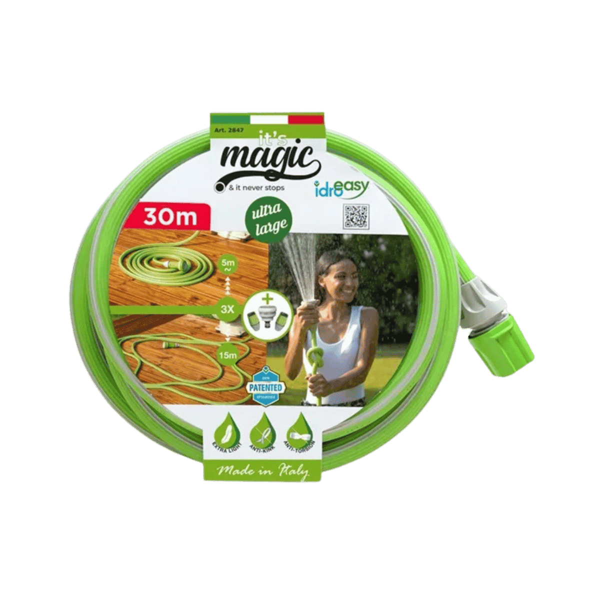 Uittrekbare Tuinslang 30 m met sproeikop – Magic Soft Large – Gepatenteerd